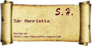 Sár Henrietta névjegykártya